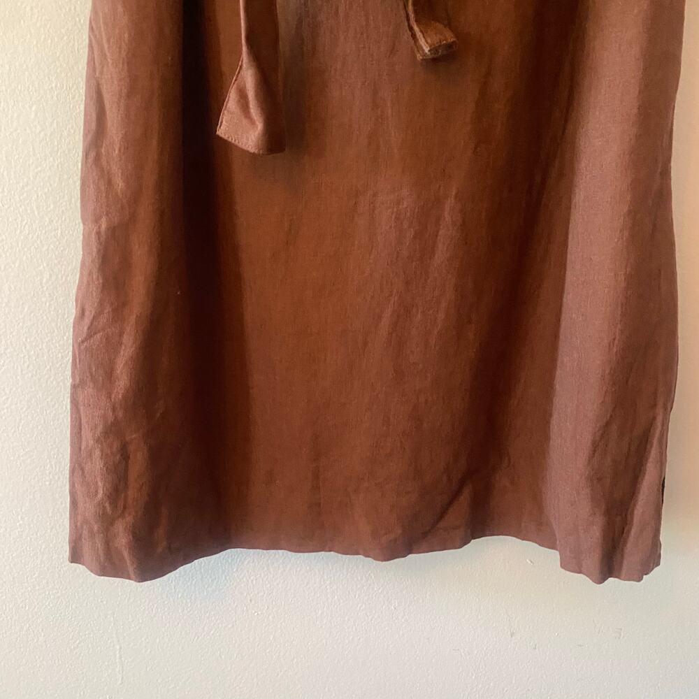 NWT Ann Taylor Chocolate Brown Linen Blend Sleeveless Mini Dress V-neck Women 4 - Picture 5 of 11